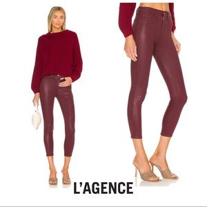L'AGENCE Margot Skinny in Dark Berry Coated Jeans